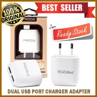 Remax USB Charger 2 Port EU Plug 2.1A RP-U21 Proda Head Charger Kepala Casan Smartphone Handphone Ta