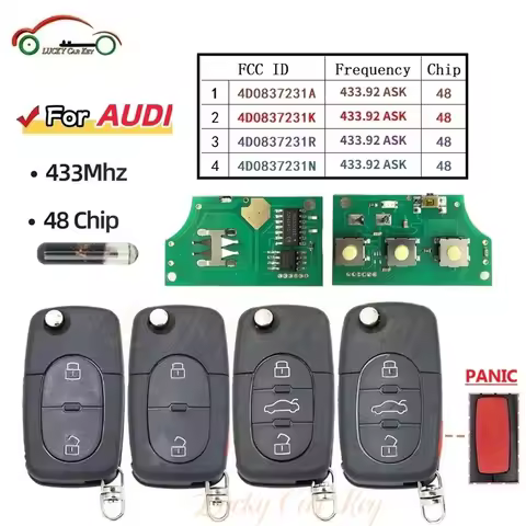 Lucky 4D0837231K 4D0837231N 4D0837231A 4D0837231K 4D0837231R Folding Remote Car Key For Audi A3 A4 A
