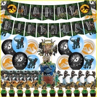 B4 Jurassic World Theme kids birthday party decorations banner cake topper balloon set supplies 4B
