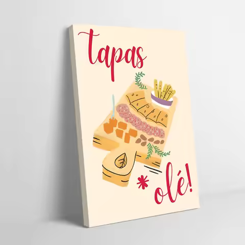 Tapas Olé Food Printing Poster Customizable Pictures Wall Art Canvas Painting for Gamer Decoration W