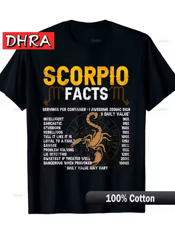Scorpio Facts Zodiac Sign Personality Horoscope Funny Facts T-Shirt 100% Cotton Gift for Boyfriend P
