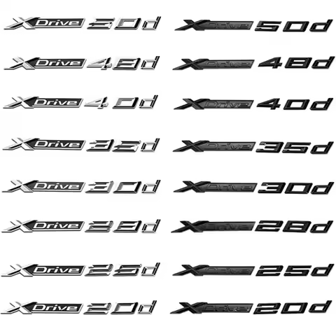 Car Trunk Chrome Letters Badge Emblem Decals Sticker For BMW XDrive 20d 25d 28d 30d 35d 40d 48d 50d 