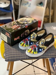 Sepatu Vans Slipon Motif Iron Maiden Black White Import [ REALPICT ]