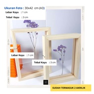 A3 2-Sided Wooden Frame - Double Glass Photo Frame