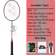 Badminton Racket Arcsaber 11 pro carbon Frame max Stretch 13kg, Pre-Stretched 11kg Printed logo (According To Request), Free 2 Wraps + 1 Racket