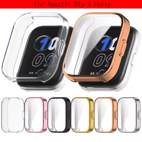 TPU Case for Amazfit Bip 5 Unity Soft Smart Watch Screen Protector All-Around Bumper Protective Cove