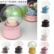 Glass Cover Rotating Clockwork Music Box Factory Flower Ware Wholesale Ornaments Music Box Preserved