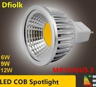 High Power Lampada Led Mr16 Gu5.3 Cob 6w 9w 12w Dimmable Led Cob Spotlight Warm Cool White Mr16 12v Bulb Lamp Gu 5.3 220v