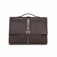 HERMES 46烏木色阿登皮框P銀扣Etriviere手提包公事包37肩背包