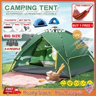 BLH【Waterproof】 Khemah Camping Tent 3/4 Person Outdoor Tent Fast Pop Up Automatic Tent camping equipment
