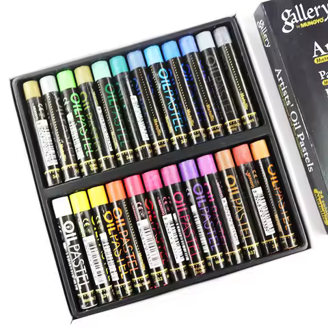Mungyo 12/24 Colors Fluorescent Soft Oil Pastel Dry Metallic Crayons For Drawing Color Art School St