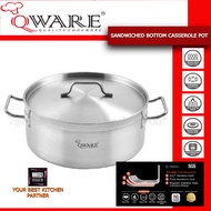 QWARE SANDWICHED BOTTOM CASSEROLE POT/PERIUK STAINLESS STEEL TEBAL