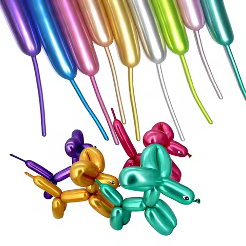 50pcs Metallic Long Balloons Chrome 260 Art Kit for Twisting Skinny Modeling Supplies Birthday Party