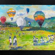 風景油畫-台東鹿野高台熱氣球嘉年華