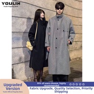 YOULIN | Korean Style High-class Wool Peacoat Autumn Winter Eton College Style Mens Trench Coat Mid-