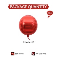 20pcs Green Purple 22Inch Gold 4D Round Balloons with Tassel Tails for Birthday Baby Shower Wedding 