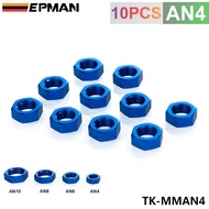 4AN AN4 AN-4 Bulkhead Blue Aluminum Anodized Nut Sealing Locking Fitting Adapter