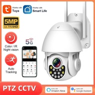 Tuya Smart Life 5MP PTZ IP Camera 5G/2.4GHZ WiFi Outdoor Waterproof AI Human Auto Tracking Audio Sec