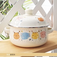 ST-🌊Enamel Small Cover Pot Thickened Binaural Enamel Pan Soup Pot Enamel Deepening Pot Old-Fashioned Lark Bowl Dumpling