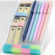 Cute Pastel Mechanical Pencil Set 6PCS, Led pencils 0.5 0.7 MM, 120 Pcs HB Lead Refills, 4 Pack Eras