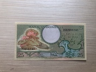 Jual Uang Kertas Kuno Seri Bunga 1959 25 rupiah. UNC.