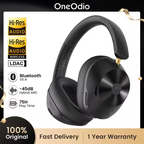 OneOdio Foucs A5 Wireless Bluetooth -45dB Noise Cancelling Bluetooth 5.4 ANC Headphones Over-ear Hi-