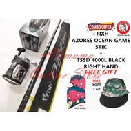 COMBO SET I FIXH AZORES OCEAN GAME STIK + TSSD 4000L BLACK RIGHT HAND TROLLING DRUM FISHING REEL FIS