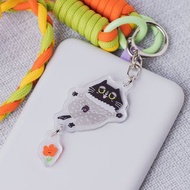 黑貓一路走花路 Hope everything goes well for you 壓克力吊飾