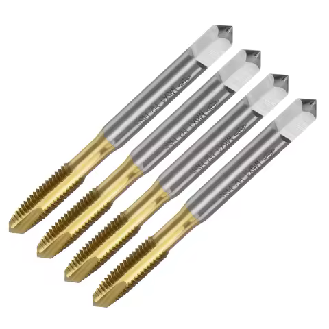 4pcs Spiral Point Tap M3 x 0.5 M4 x 0.7 M5 x 0.8 M6 x 1 Metric Thread High Speed Steel Titanium Coat