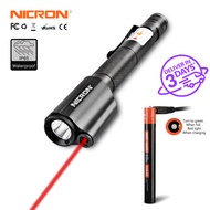 NICRON ไฟฉาย LED B24 สมาร์ทไฟฉายเลเซอร์ไฟฉายแสงสีแดงสำหรับคู่มือการใช้กันน้ำ IP65 10840 แบตเตอรี่ชาร