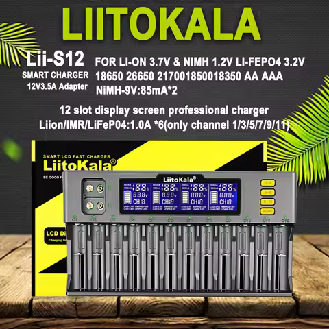 LiitoKala Lii-S8 Lii-S12 Battery Charger for 18650 3.7V Li-ion NiMH 1.2V 9V Li-FePO4 3.2V IMR 3.8V 2