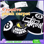 40/60/80CM 8 Ball Black Round Carpet  Soft Fluffy Black Patterned Carpet Bedroom Carpet Non-Slip Bat