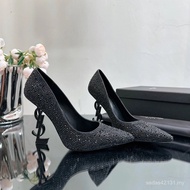 YSL-Inspired High Heel Shoes - Diamond Rhinestone Pointed-Toe Pumps for Women | Stylish Spring/Autum