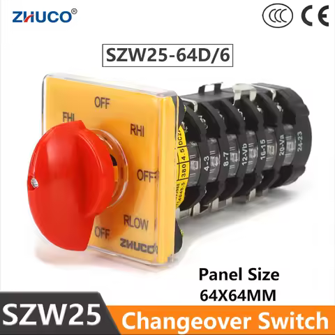 ZHUCO SZW25-64D/6 25A 6 Phase 24 Screw Fast Slow Speed Forward Reverse Eight Multi-Positions Milling