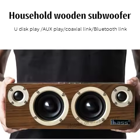 IBASS 90W Wooden Bluetooth Music Speaker Home Desktop Computer TV Speaker Support Coaxial/U Disk/AUX