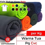 Kain Bahan Kaos Polo Lacoste Pique Cotton CVC Warna Tua per Kg