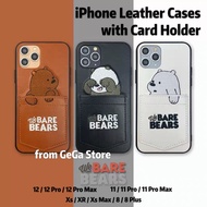 We Bare Bears Card Holder Leather iPhone11 Pro Max iPhone11 Xs max XR X Phone Case Cover Panda Ice Bear Grizzly