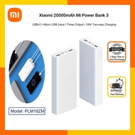 Xiaomi Portable Power Bank 3 20000mAh Dual USB Output Battery Charger 18W Two-way Quick Charge - PLM18ZM-White