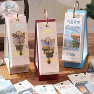 Flym 2026 Desk Calendar With Gold Ring Binding 365 Days Vintage Oil Painting Inspirational Quotes On