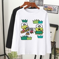  keroppi pancing ikan fishing grafik baju wanita perempuan lengan panjang t-shirt muslimah plus size oversize