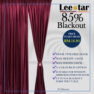 Langsir Naco (1Mx1.3M) Ready Made Curtain!!Siap Jahit Langsir,Langsir RAYA Kain Tebal 80% Blackout (2 IN 1)-G7-Maroon
