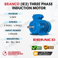 BRANCO 3 PAHSE INDUCTION MOTOR (IE2) 5.5KW (7.5 HP) FOOT FLANGE FACE B3 B5 B14 ELECTRIC MOTOR 2 POLE