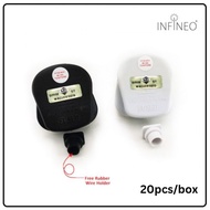 (20pcs) 13 Amp 3 Pin Safety Plug Top Socket White/Black