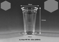 Set 100 cái Ly nhựa PET 650ml - 22oz UKP (Loại dày Nắp 98mm)