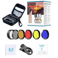 new APEXEL7 in 1 phone lens kit 0.45x wide +37mm UV Full Blue Red Color Filter+CPL ND32+Star Filter
