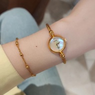 🌷Gucci *稀有Vintage*白母貝麻花手環金錶 ｜經典花紋✦fufu style 精品✦ 氣質款｜手錶.古董手錶