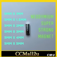 1pc 5mm x 1mm/1.5mm/2mm/3mm/4mm/5mm Neodymium Super Strong round magnet Super Strong Mini Magnet CCM