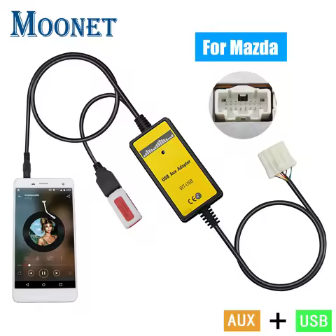 Moonet Car Audio MP3 Input AUX USB Adapter CD Changer for Mazda 3 5 6, MPV, CX7, Demio Miata/MX5