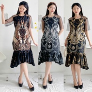 OSCAR FS DRESS RUSELA BATIK TOP -BYK BATIK COLOR BSY COMBI TILE MOTIF BACK ZIPPER ONE WAIST STRAP BE