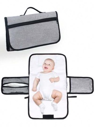 1入灰色便攜式嬰兒換尿布墊,可折疊尿布包多功能嬰兒換衣站,防水,母嬰護理產品